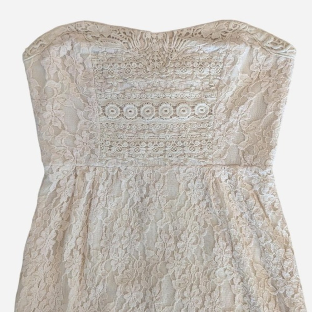 Free People I Heart Lace Strapless Mini Dress Ivory Size 4 - Picture 5 of 10